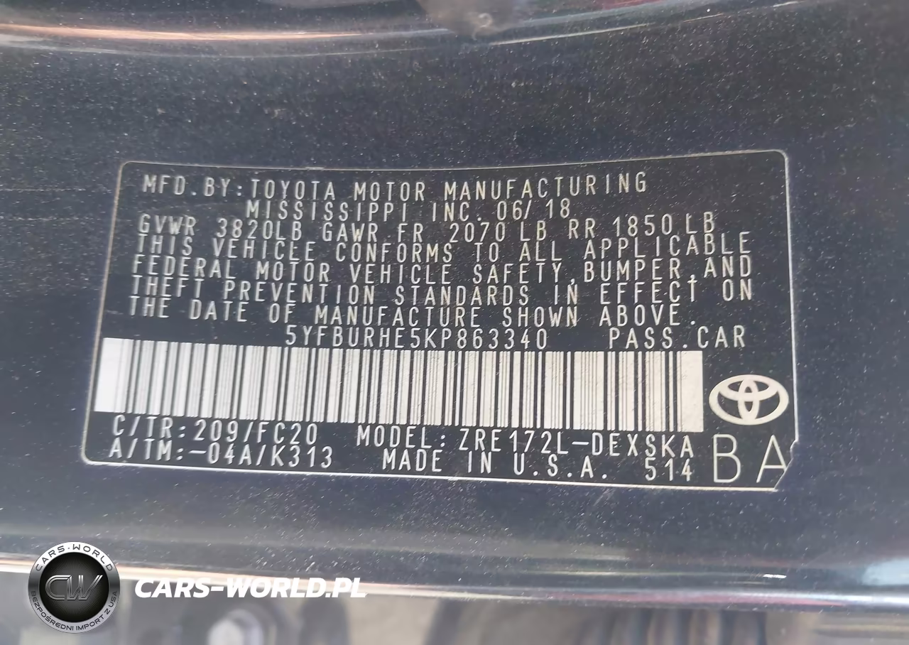 2019 Toyota Corolla Se VIN:5YFBURHE5KP863340 - 9