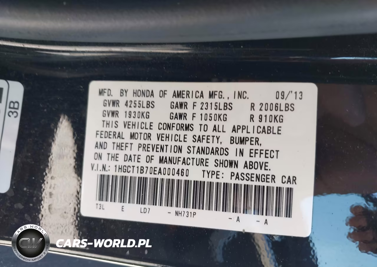 2014 Honda Accord Ex VIN:1HGCT1B70EA000460 - 9