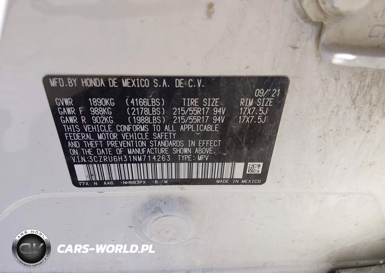 2022 Honda Hr-V Awd Lx VIN:3CZRU6H31NM714263 - 9