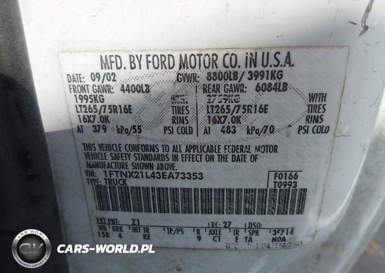 2003 Ford F-250 Lariat-Xl-Xlt VIN:1FTNX21L43EA73353 - 9