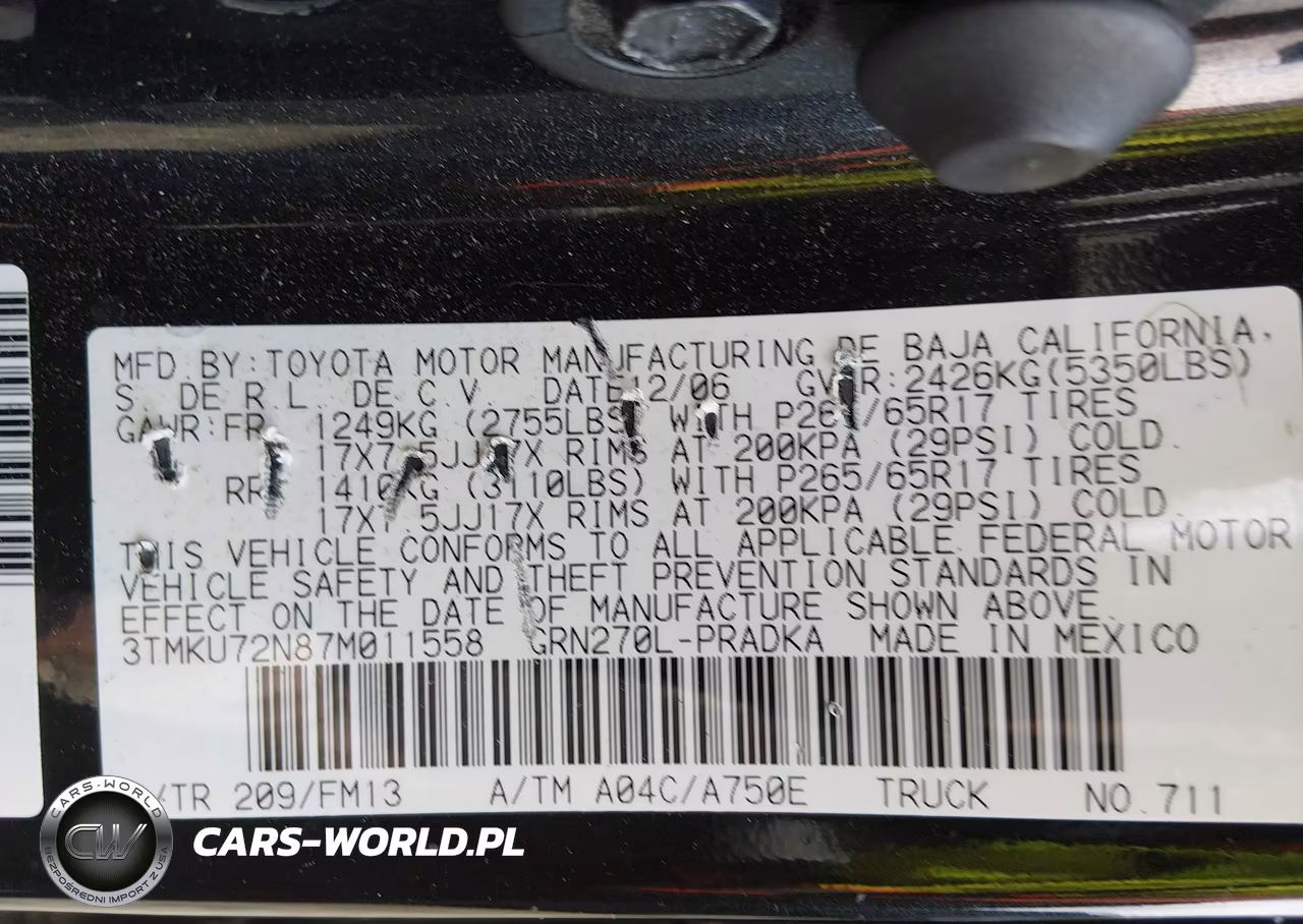 2007 Toyota Tacoma Prerunner V6 VIN:3TMKU72N87M011558 - 9