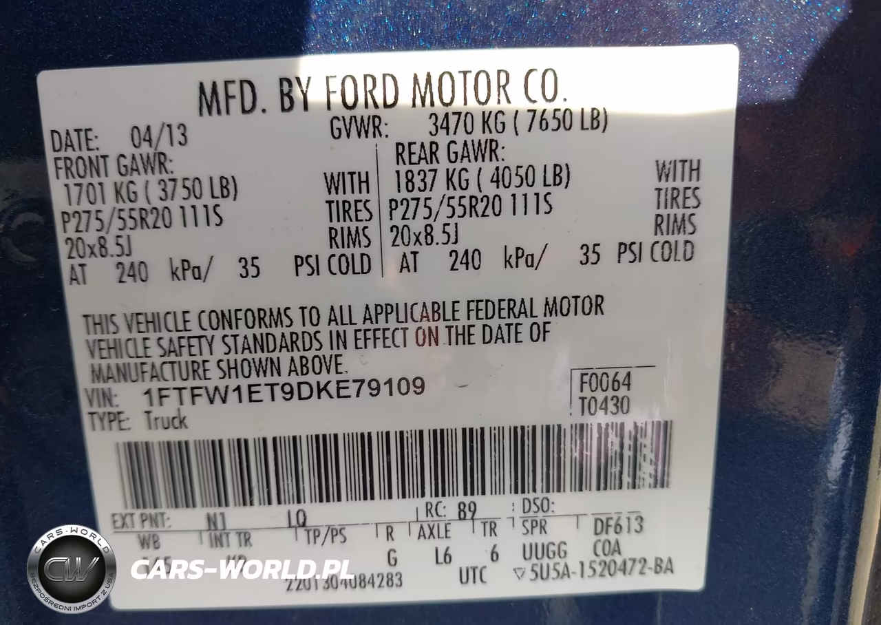 2013 Ford F-150 King Ranch VIN:1FTFW1ET9DKE79109 - 8