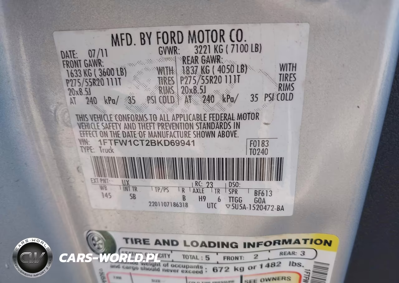 2011 Ford F-150 Fx2 VIN:1FTFW1CT2BKD69941 - 9
