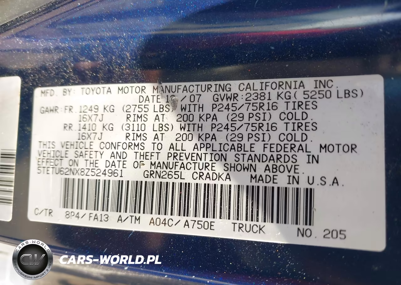 2008 Toyota Tacoma Prerunner V6 VIN:5TETU62NX8Z524961 - 9
