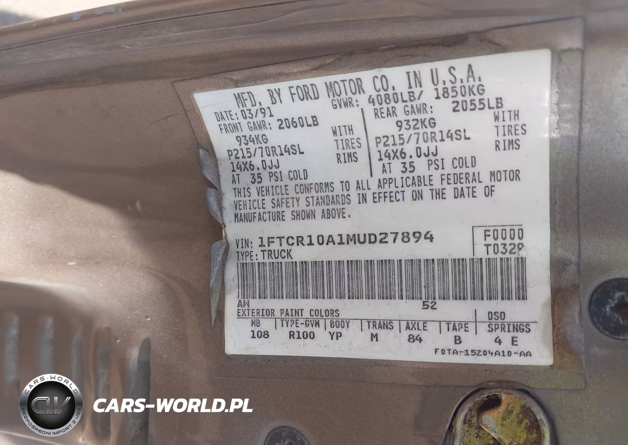 1991 Ford Ranger VIN:1FTCR10A1MUD27894 - 9