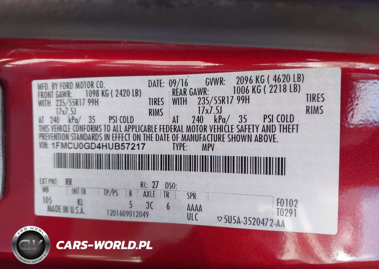 2017 Ford Escape Se VIN:1FMCU0GD4HUB57217 - 9