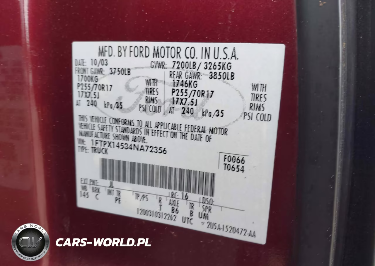 2004 Ford F-150 Fx4-Lariat-Xl-Xlt VIN:1FTPX14534NA72356 - 9