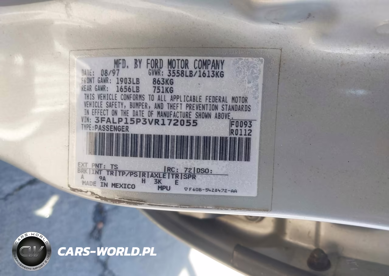 1997 Ford Escort Lx VIN:3FALP15P3VR172055 - 9