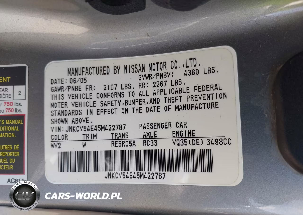 2005 Infiniti G35 VIN:JNKCV54E45M422787 - 9
