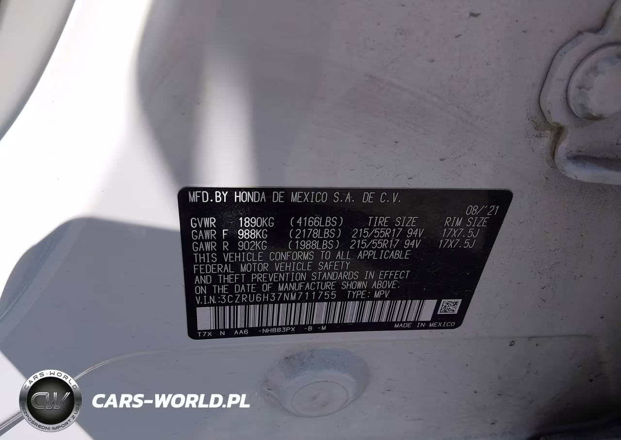 2022 Honda Hr-V Awd Lx VIN:3CZRU6H37NM711755 - 9