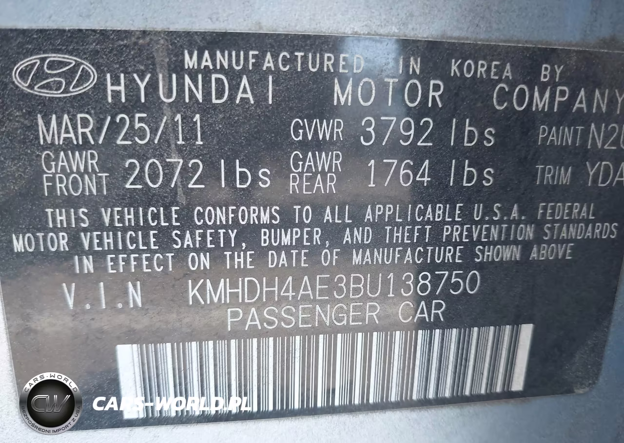 2011 Hyundai Elantra Gls (Ulsan Plant) VIN:KMHDH4AE3BU138750 - 9