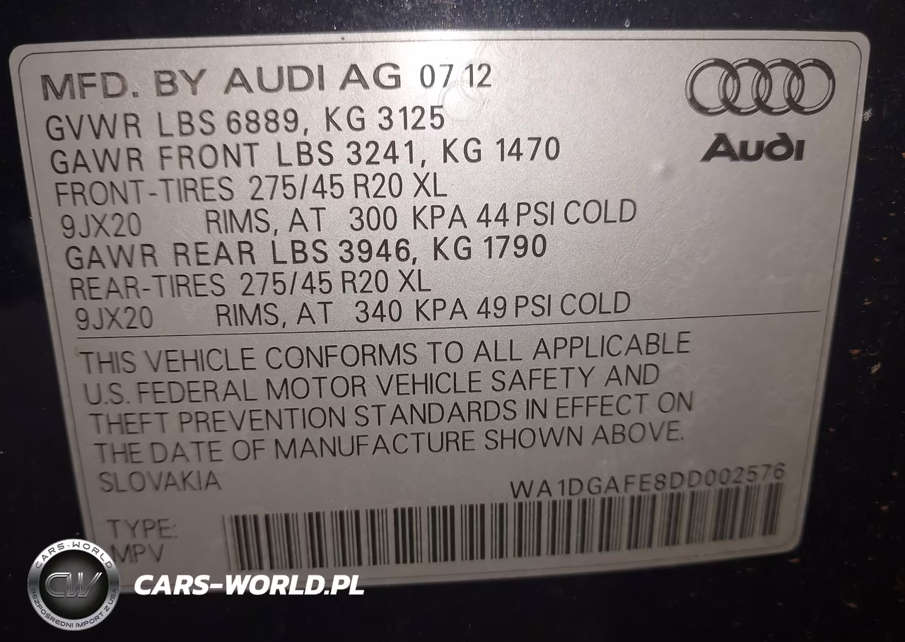2013 Audi Q7 3.0T S Line Prestige VIN:WA1DGAFE8DD002576 - 9