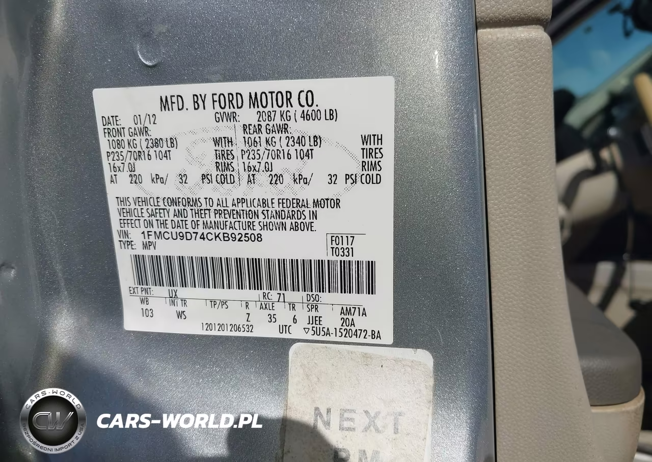 2012 Ford Escape Xlt VIN:1FMCU9D74CKB92508 - 9