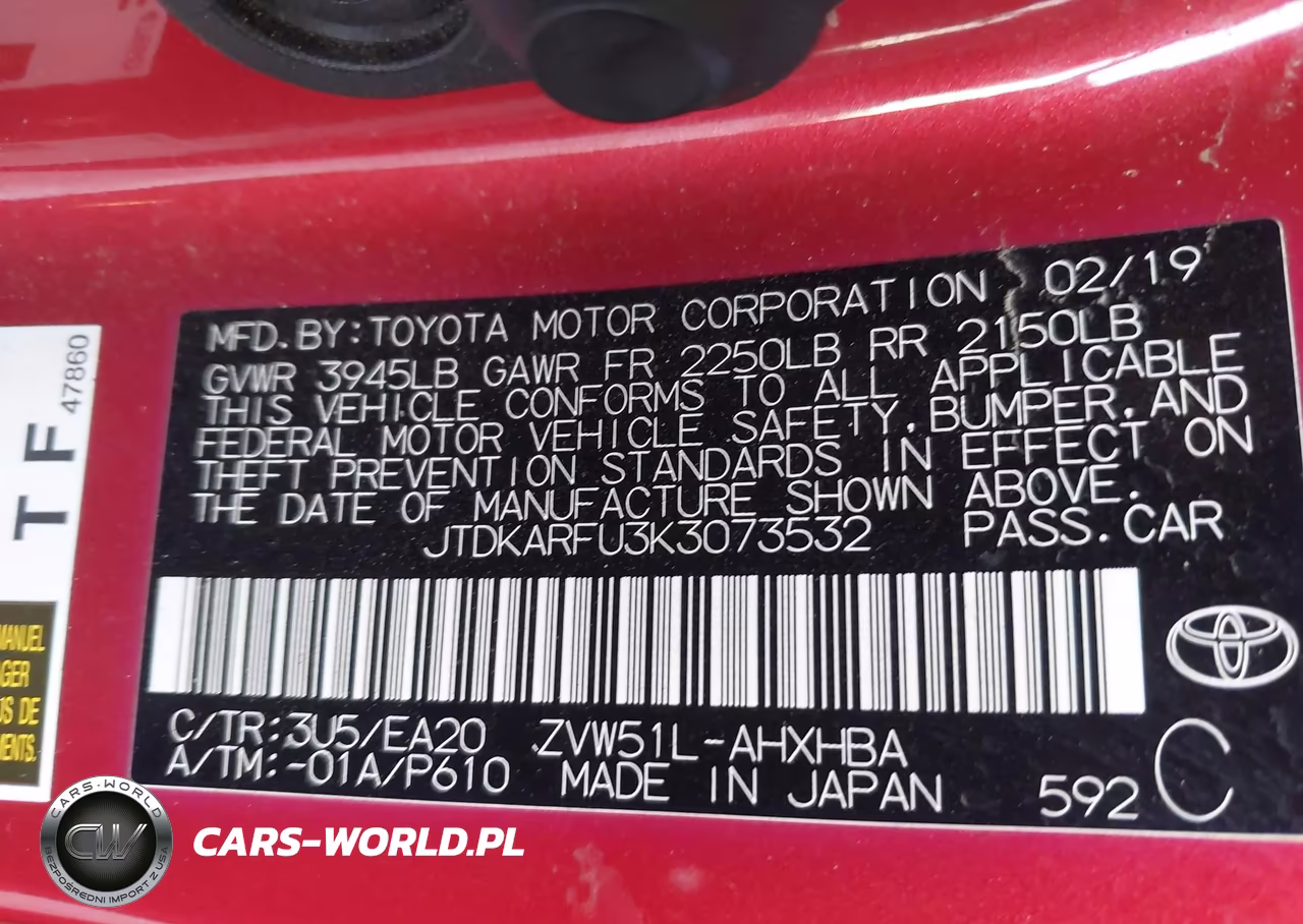 2019 Toyota Prius Xle VIN:JTDKARFU3K3073532 - 9