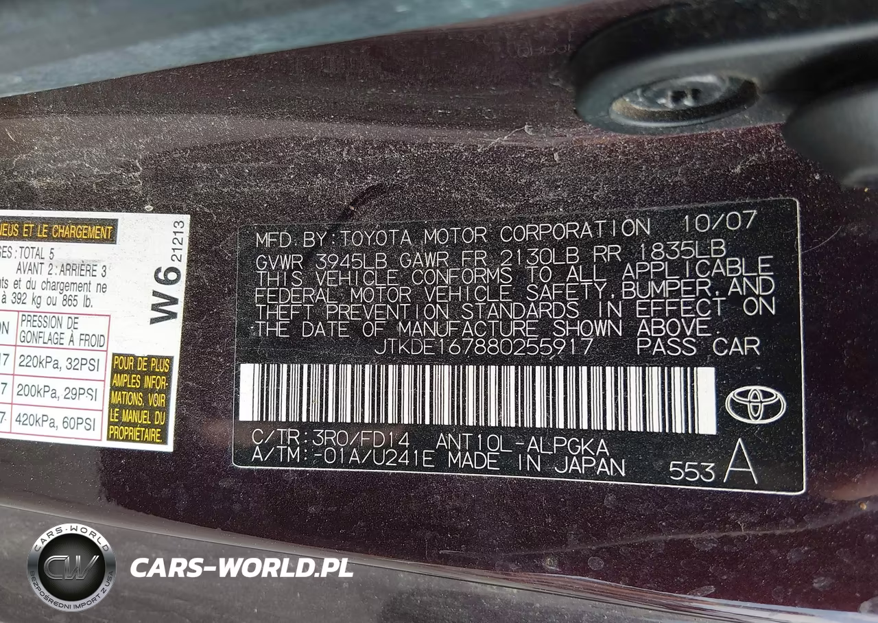 2008 Scion Tc VIN:JTKDE167880255917 - 9