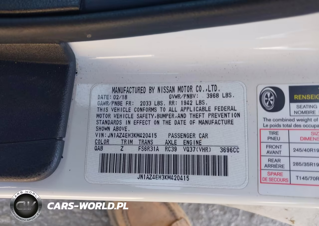 2019 Nissan 370Z Nismo VIN:JN1AZ4EH3KM420415 - 9