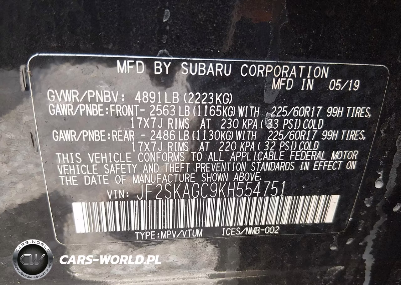 2019 Subaru Forester Premium VIN:JF2SKAGC9KH554751 - 9
