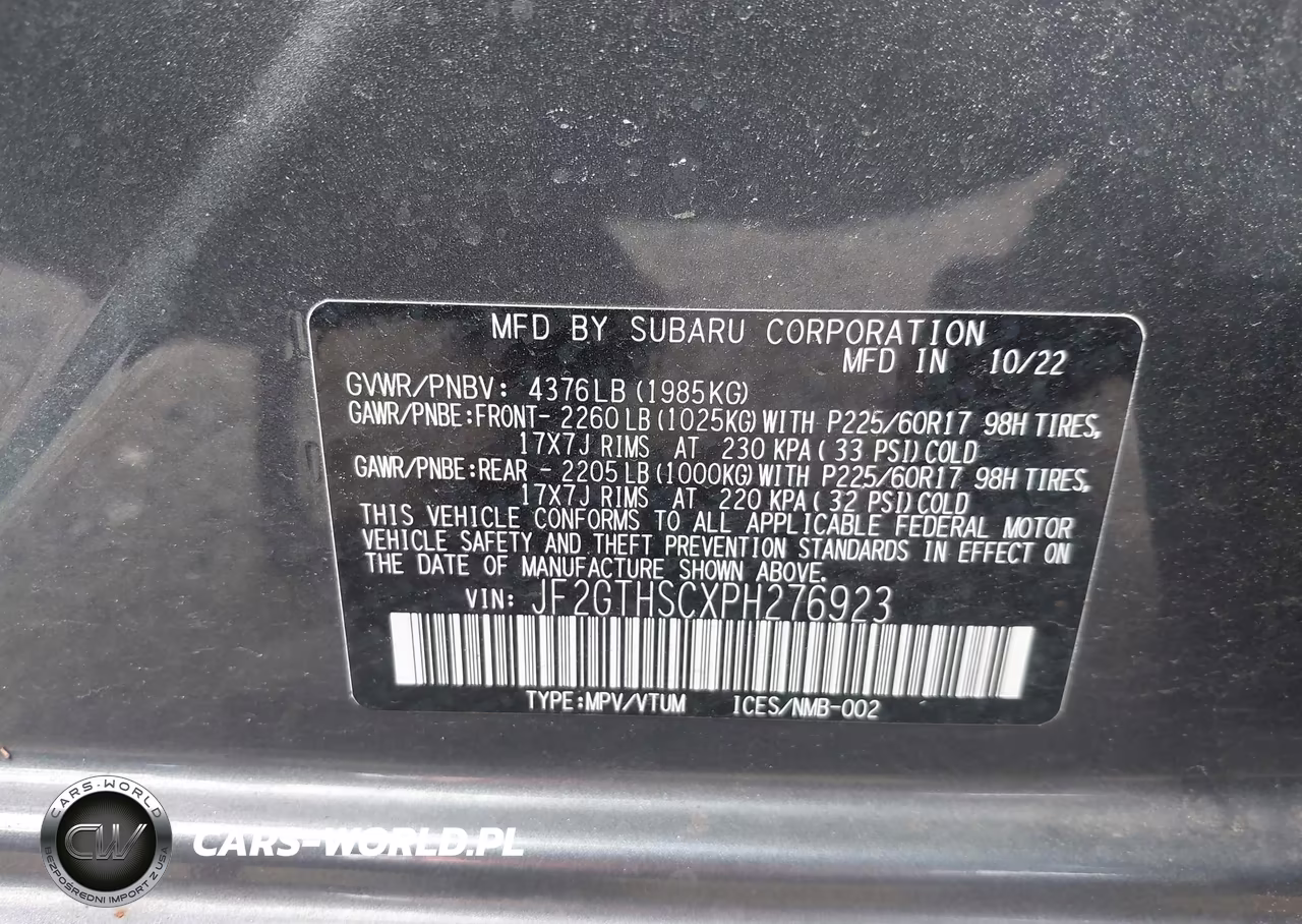 2023 Subaru Crosstrek Sport VIN:JF2GTHSCXPH276923 - 9