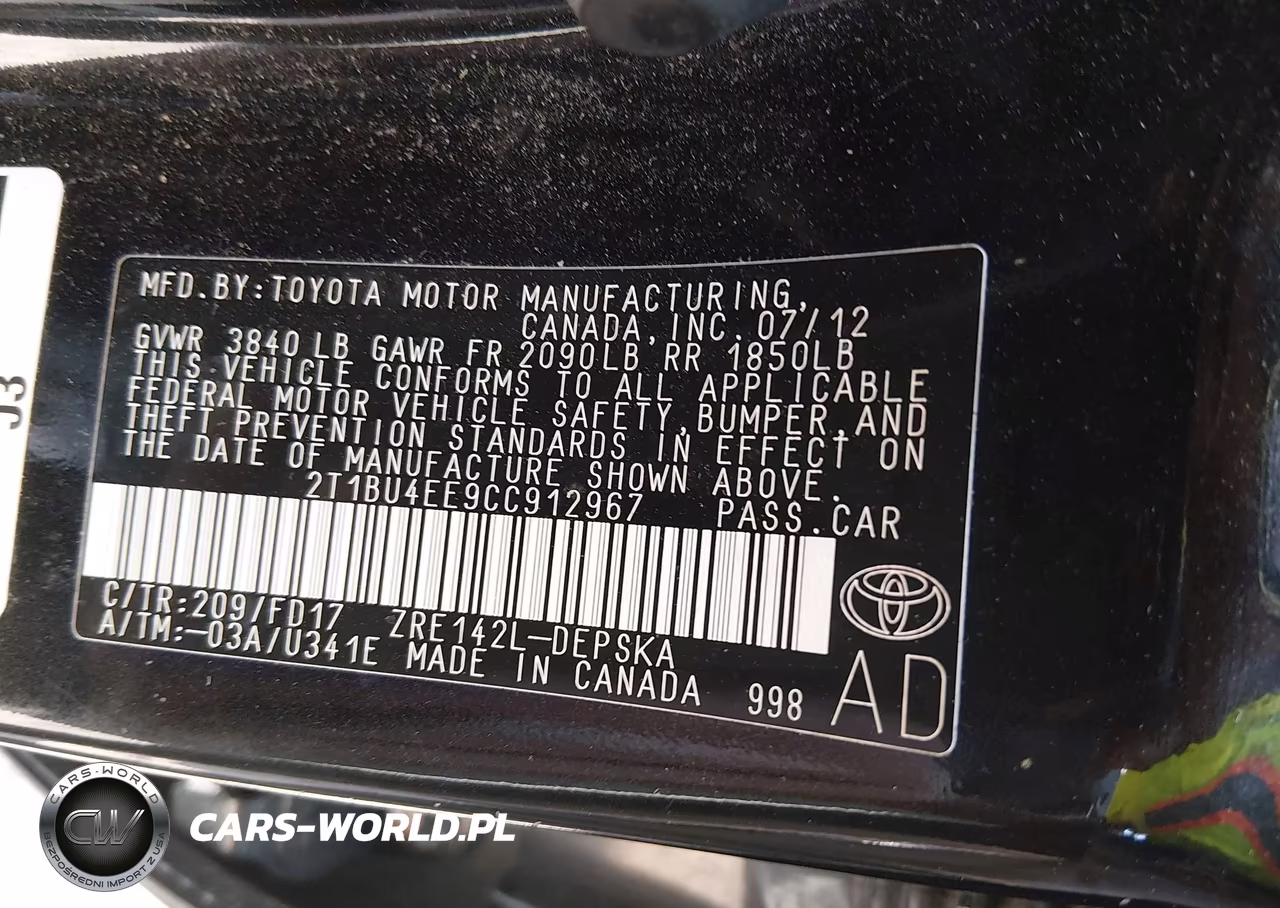 2012 Toyota Corolla S VIN:2T1BU4EE9CC912967 - 9