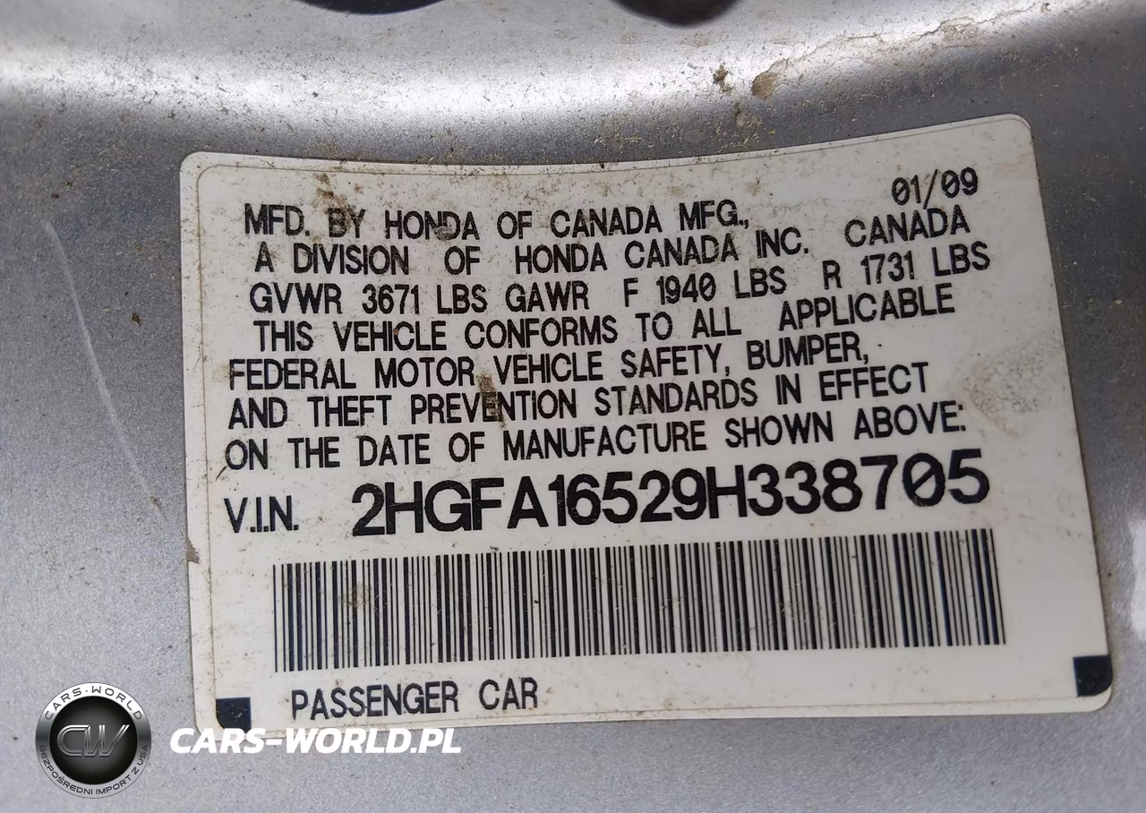 2009 Honda Civic Lx VIN:2HGFA16529H338705 - 9