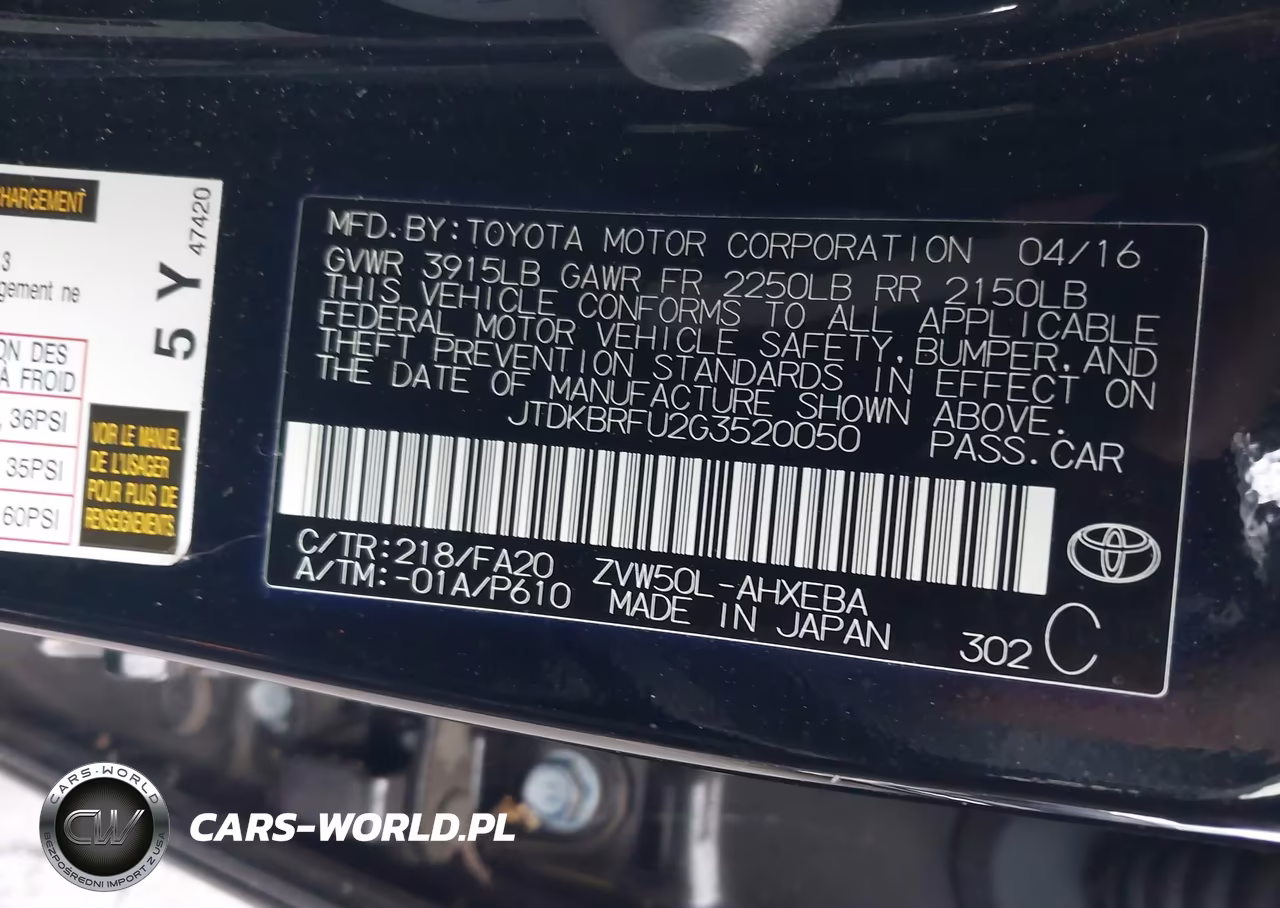 2016 Toyota Prius Two VIN:JTDKBRFU2G3520050 - 9