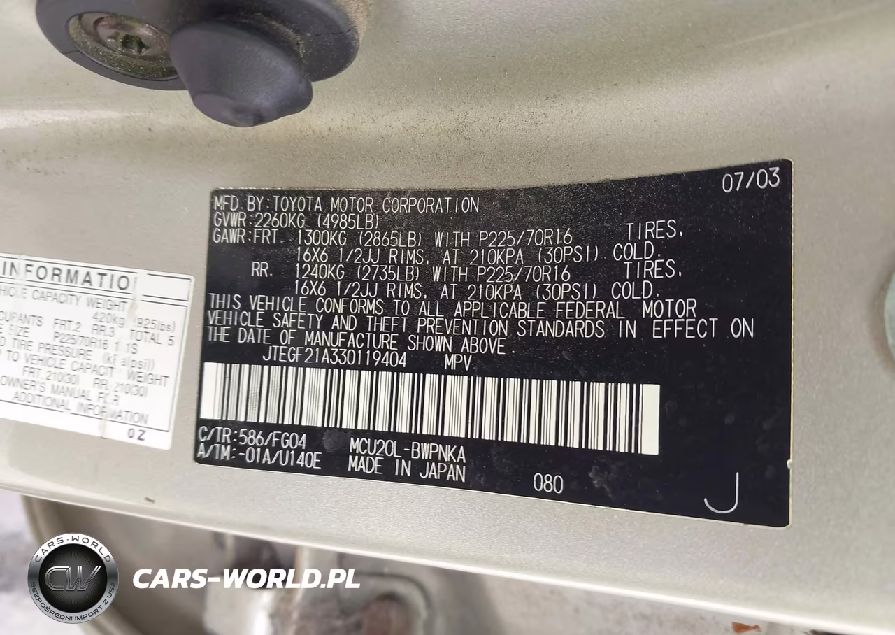 2003 Toyota Highlander V6 VIN:JTEGF21A330119404 - 9