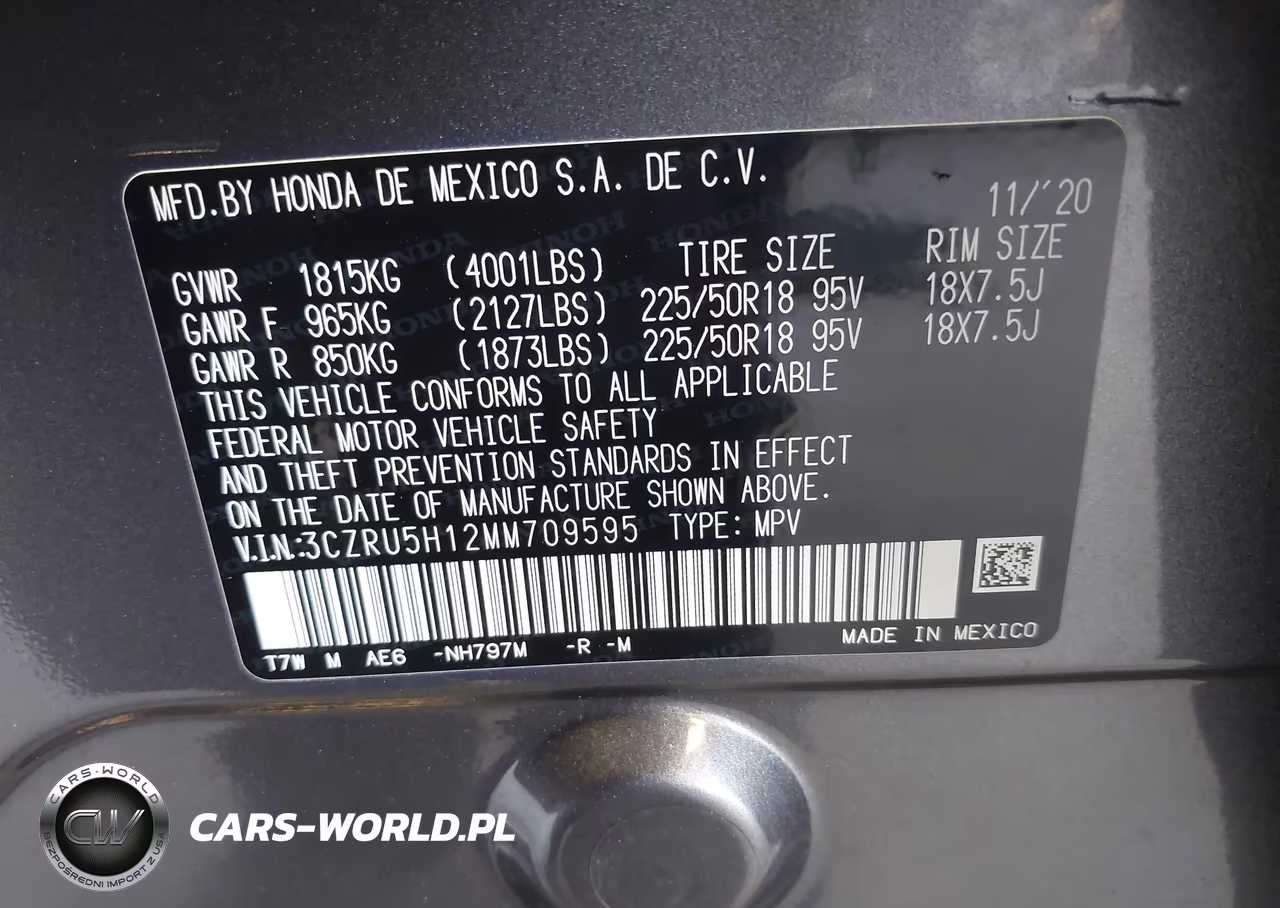 2021 Honda Hr-V 2Wd Sport VIN:3CZRU5H12MM709595 - 9