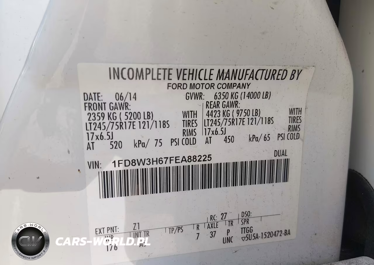 2015 Ford F-350 Chassis Xl VIN:1FD8W3H67FEA88225 - 9