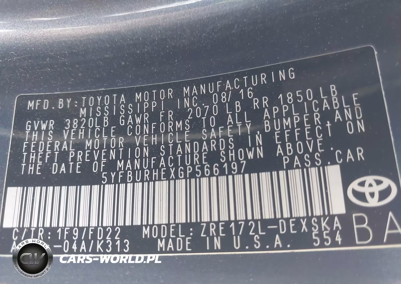 2016 Toyota Corolla S Plus VIN:5YFBURHEXGP566197 - 9