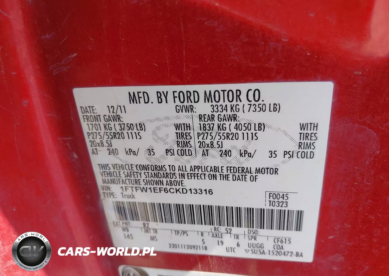 2012 Ford F-150 Xlt VIN:1FTFW1EF6CKD13316 - 9