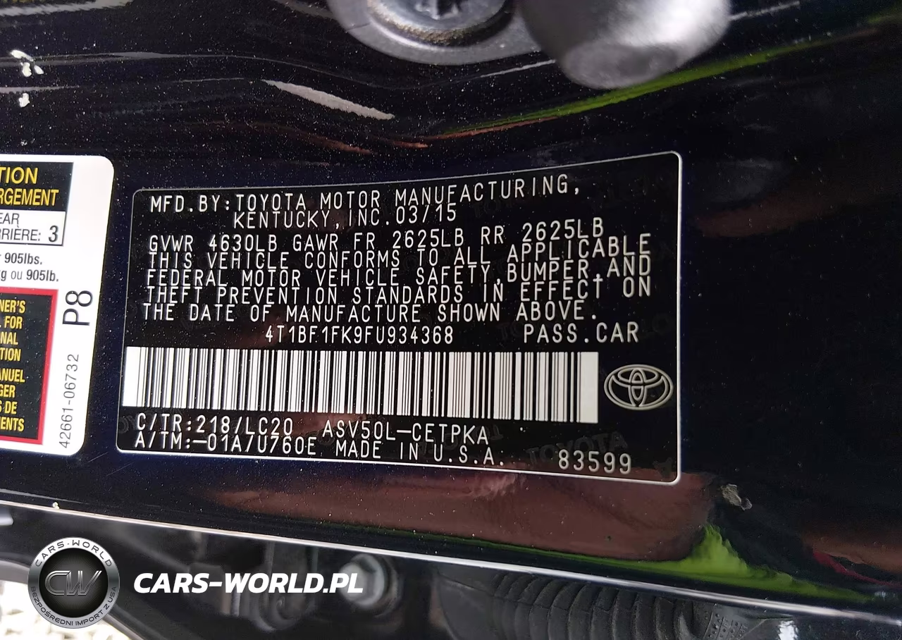 2015 Toyota Camry Xse VIN:4T1BF1FK9FU934368 - 9