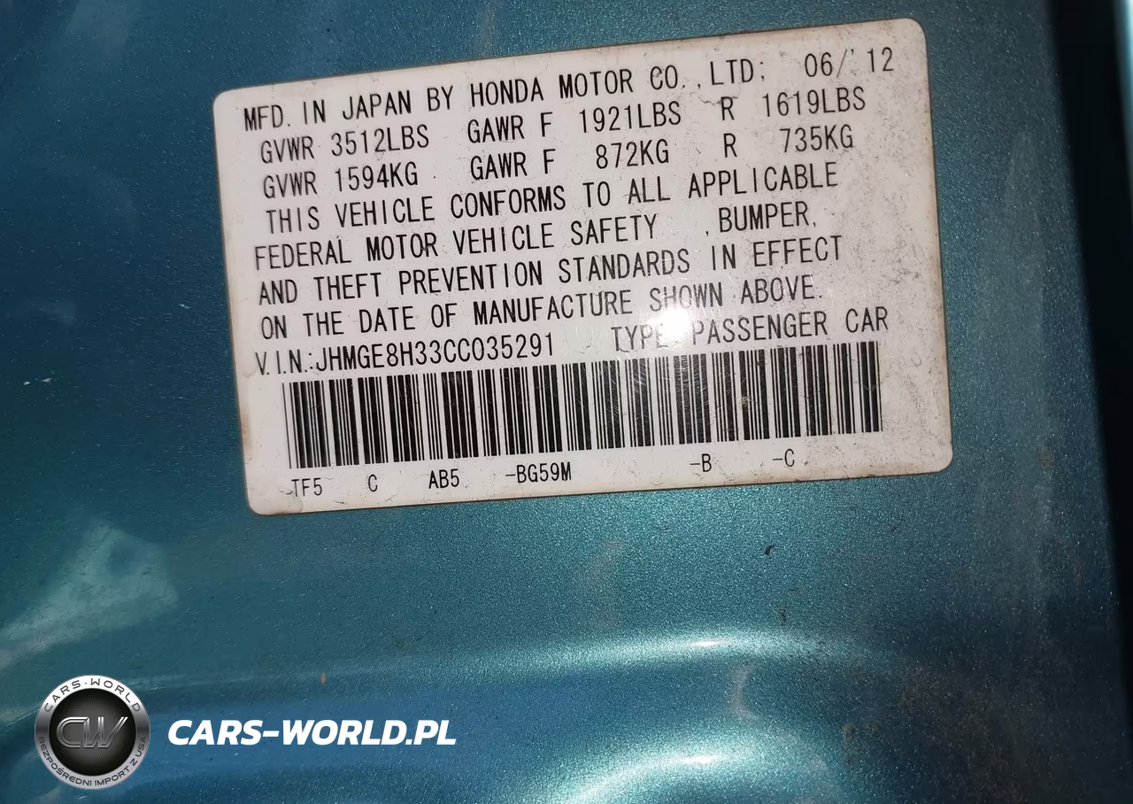 2012 Honda Fit VIN:JHMGE8H33CC035291 - 9