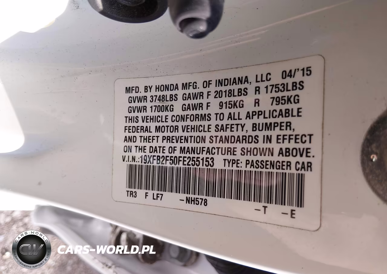 2015 Honda Civic Lx VIN:19XFB2F50FE255153 - 9