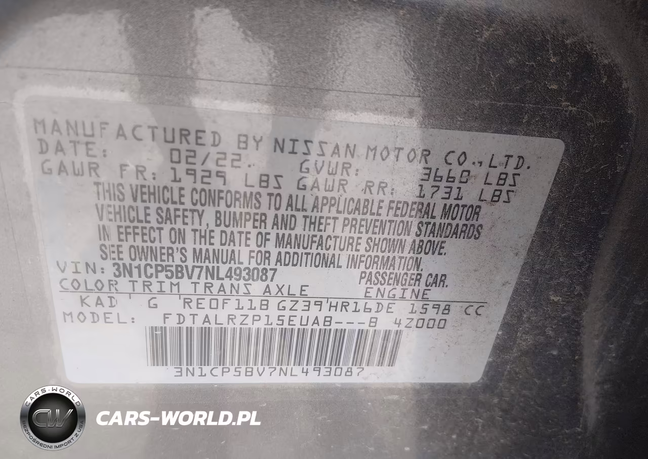 2022 Nissan Kicks S Xtronic Cvt VIN:3N1CP5BV7NL493087 - 9