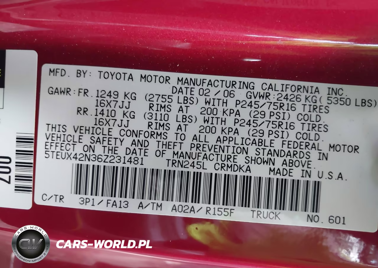 2006 Toyota Tacoma VIN:5TEUX42N36Z231481 - 9