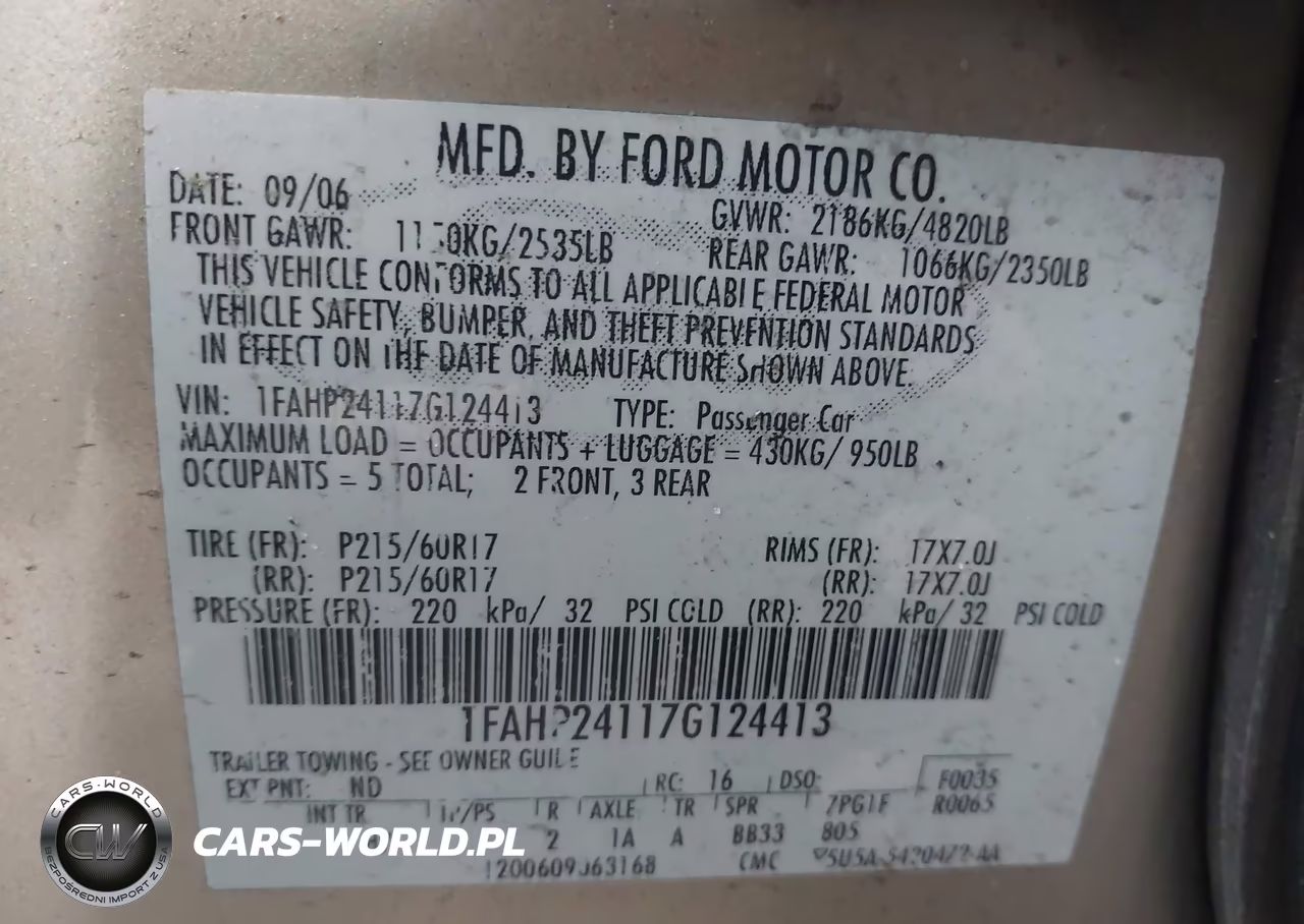 2007 Ford Five Hundred Sel VIN:1FAHP24117G124413 - 9