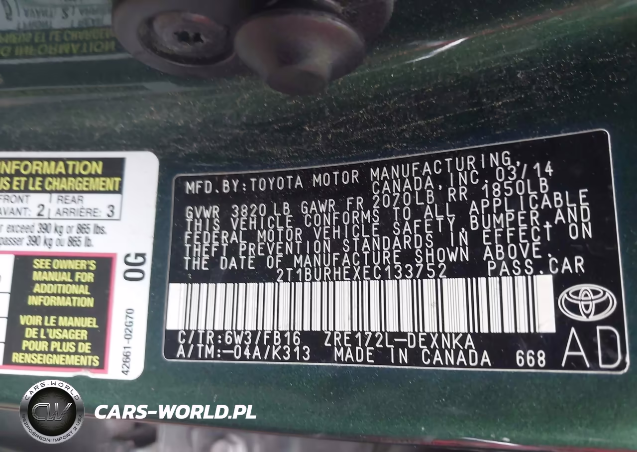 2014 Toyota Corolla Le VIN:2T1BURHEXEC133752 - 9