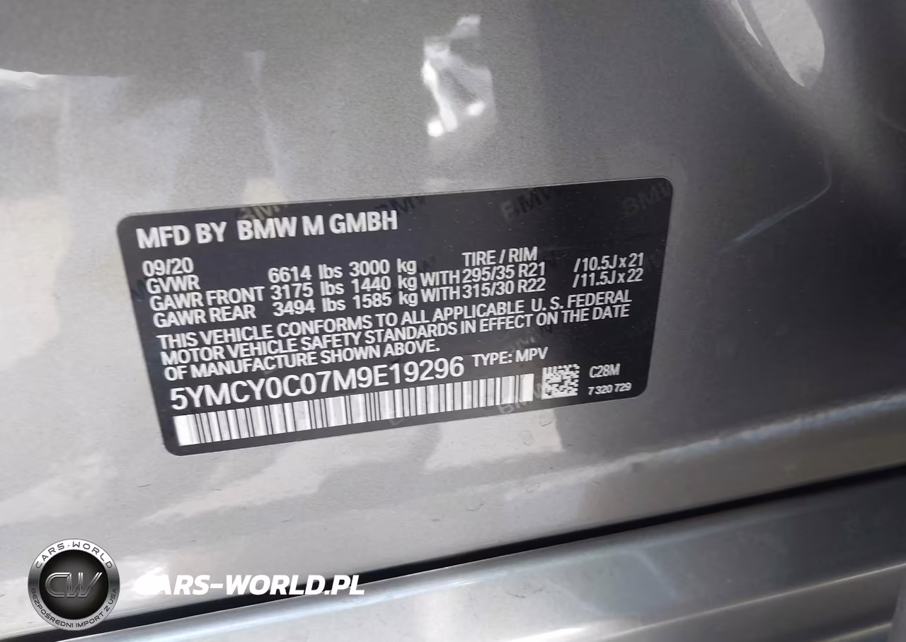 2021 BMW X6 M VIN:5YMCY0C07M9E19296 - 9