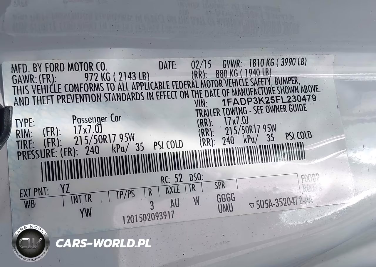 2015 Ford Focus Se VIN:1FADP3K25FL230479 - 9