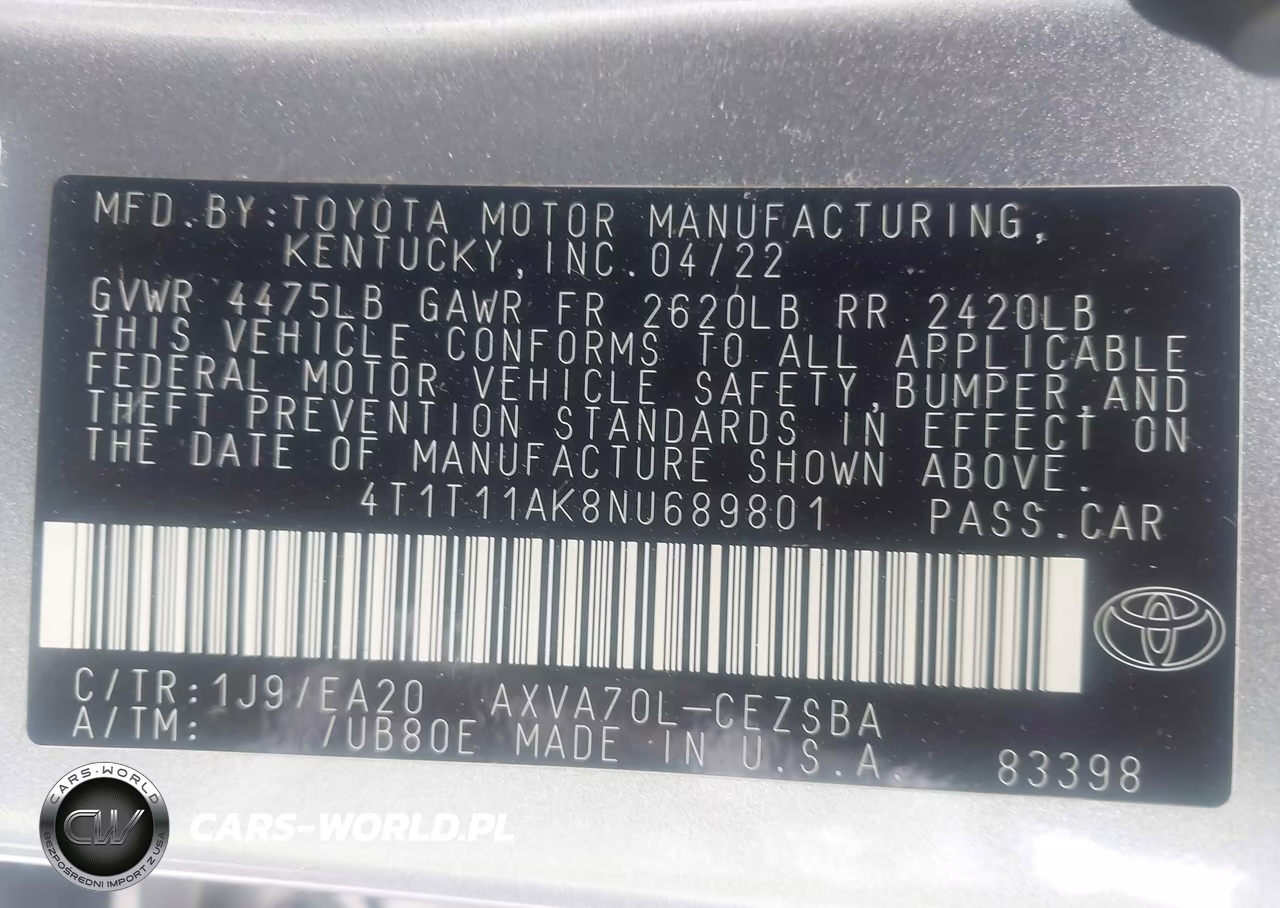 2022 Toyota Camry Se VIN:4T1T11AK8NU689801 - 9