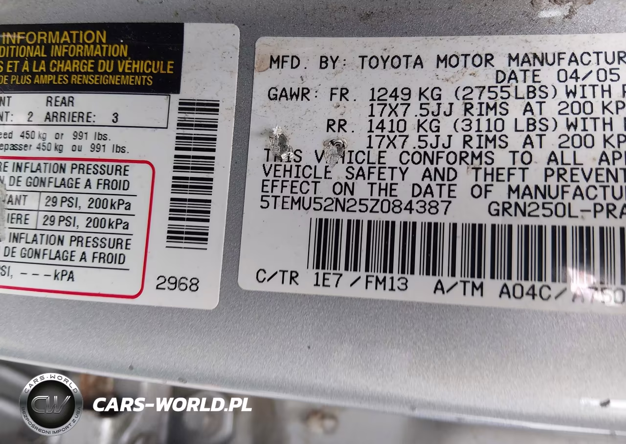 2005 Toyota Tacoma Base V6 VIN:5TEMU52N25Z084387 - 9