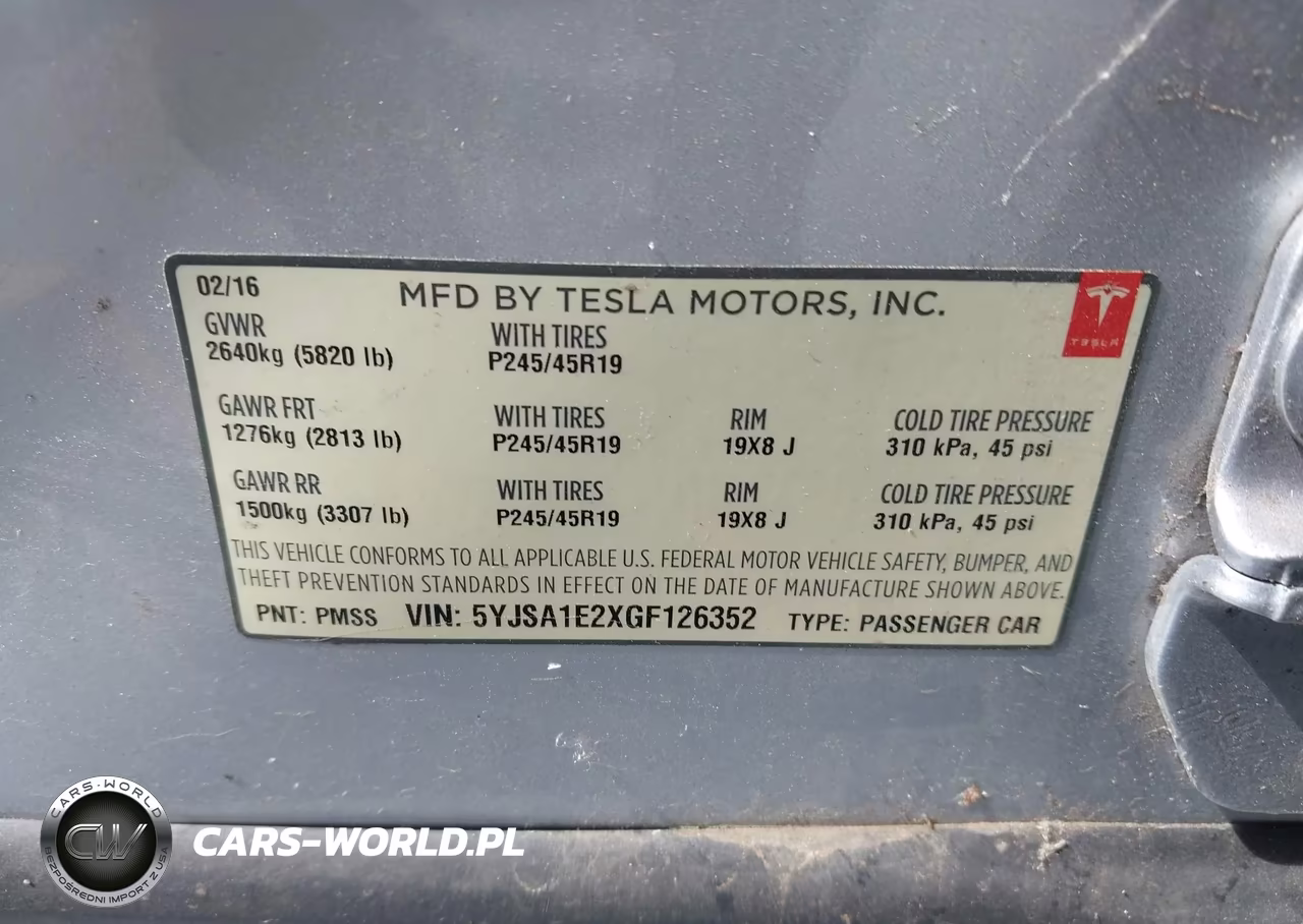 2016 Tesla Model S 60D-70D-75D-85D-90D VIN:5YJSA1E2XGF126352 - 9