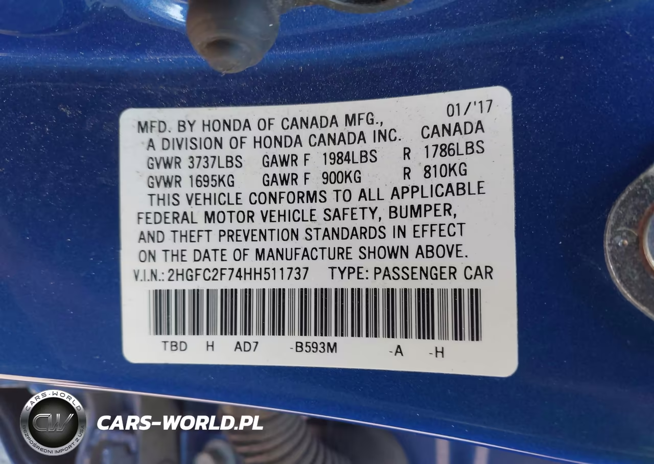 2017 Honda Civic Ex VIN:2HGFC2F74HH511737 - 9