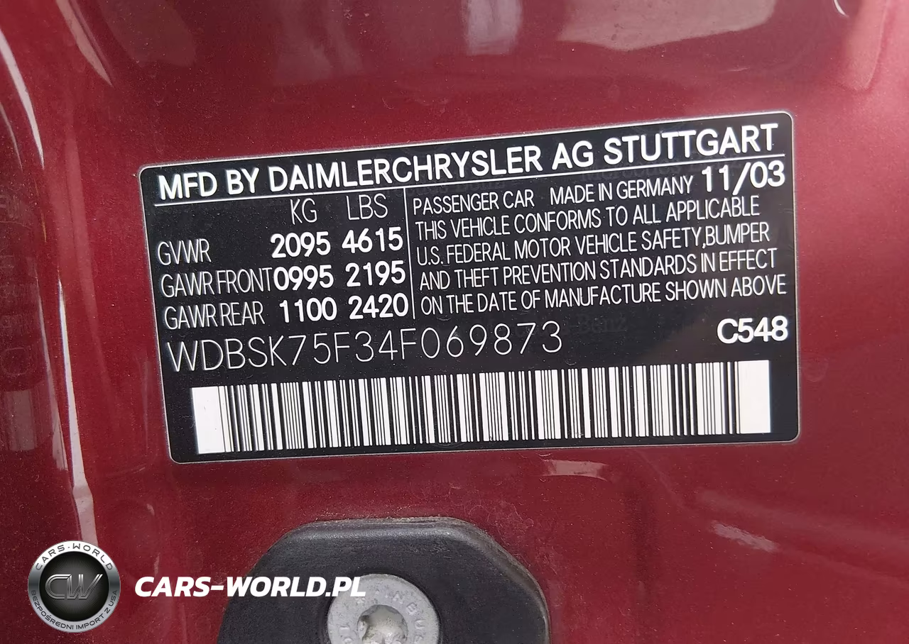 2004 Mercedes-Benz Sl 500 VIN:WDBSK75F34F069873 - 9