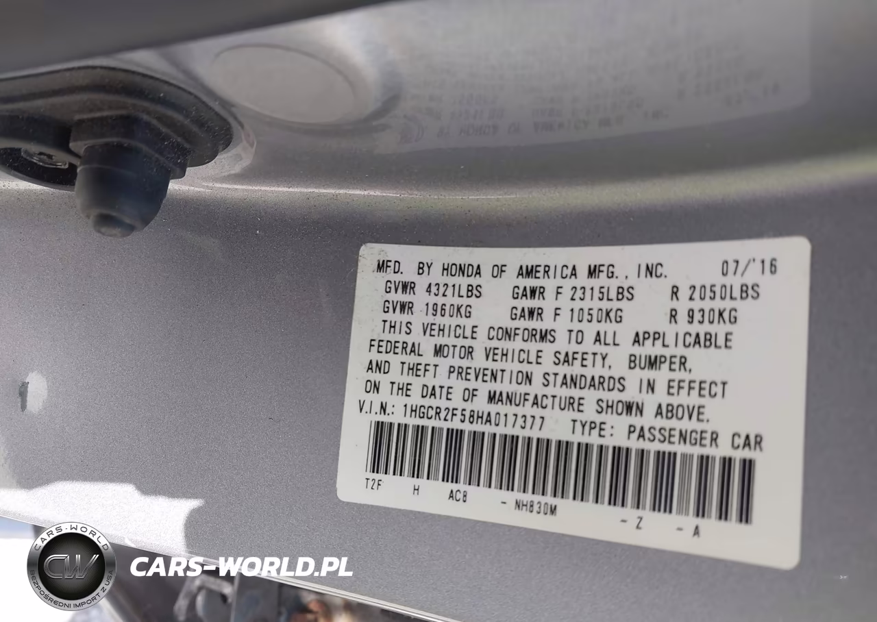 2017 Honda Accord Sport VIN:1HGCR2F58HA017377 - 9