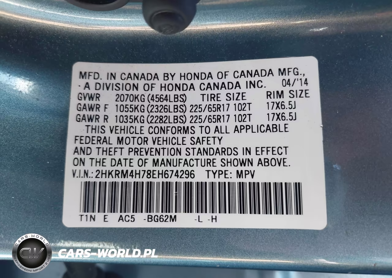 2014 Honda Cr-V Ex-L VIN:2HKRM4H78EH674296 - 9