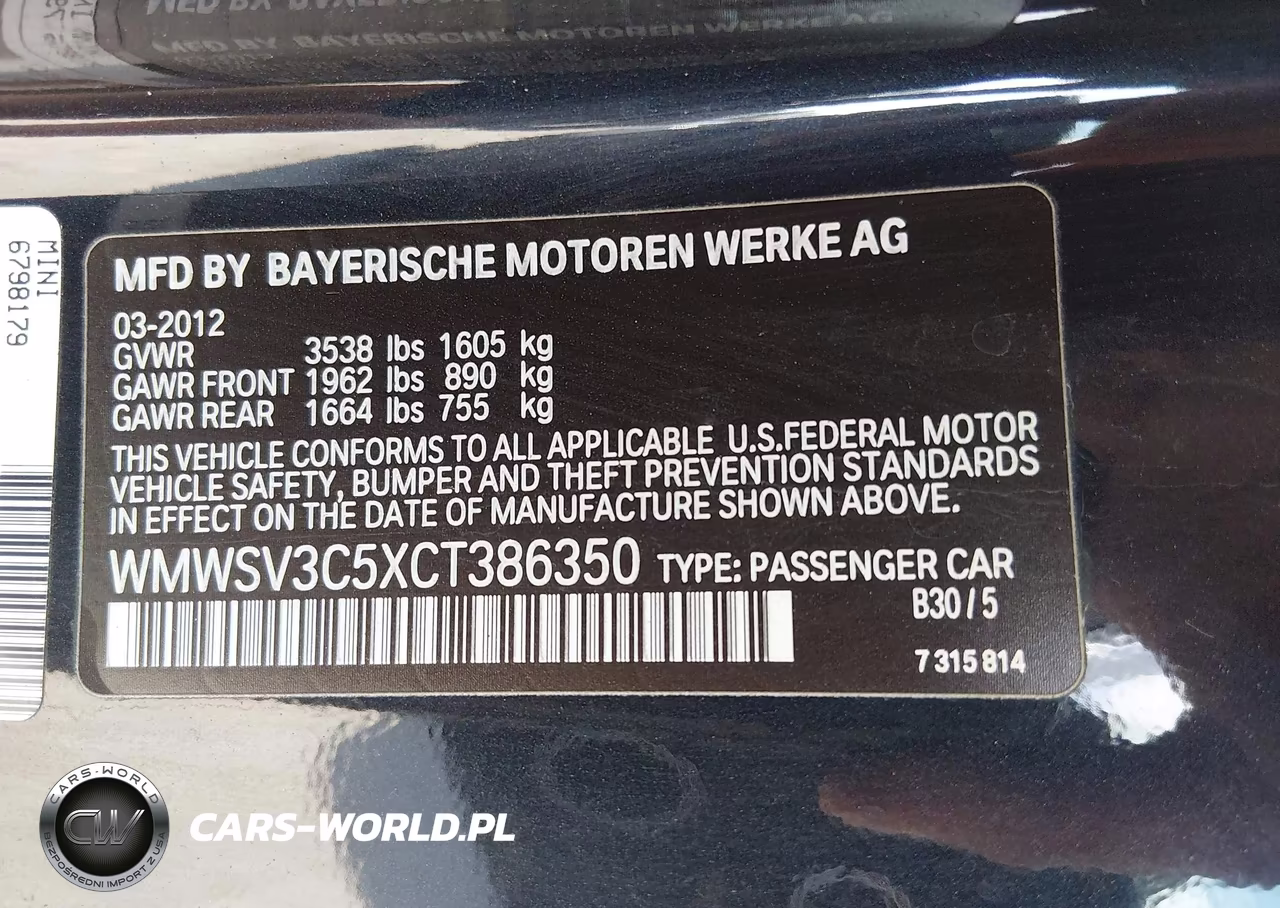 2012 Mini Cooper S VIN:WMWSV3C5XCT386350 - 9