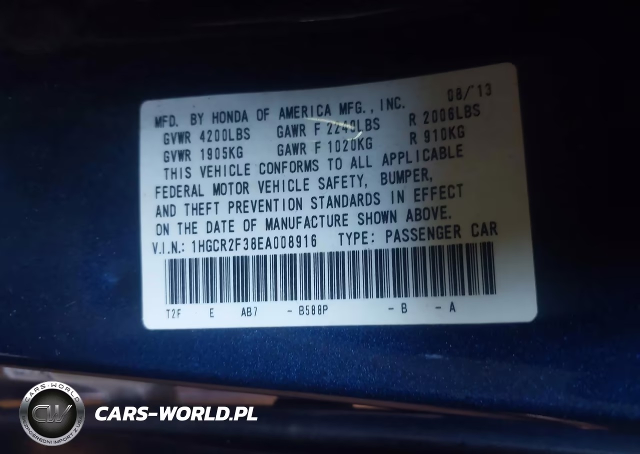 2014 Honda Accord Lx VIN:1HGCR2F38EA008916 - 9