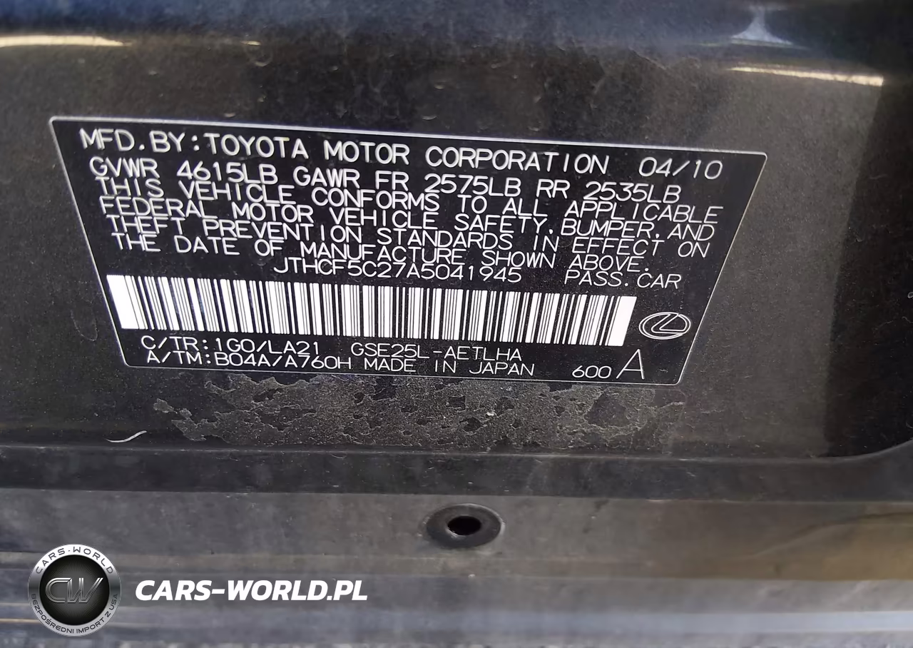 2010 Lexus Is 250 VIN:JTHCF5C27A5041945 - 9