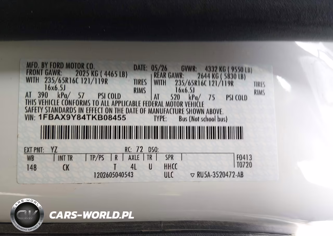 2026 Ford Transit-350 Passenger Van Xlt VIN:1FBAX9Y84TKB08455 - 9